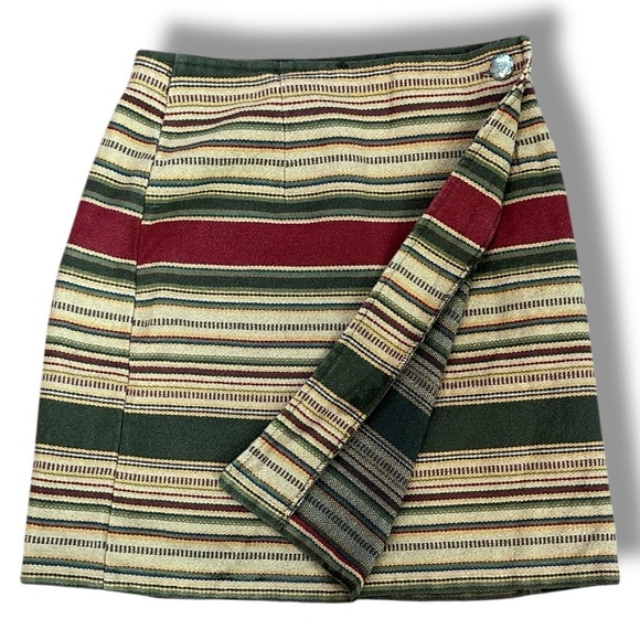 Vtg 90’s Roughrider by Circle T southwestern serape striped wrap skirt sz 9/10 - Picture 1 of 6